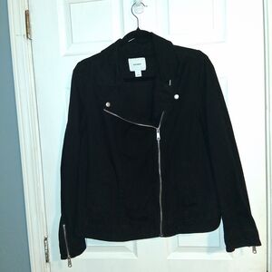 Old Navy Black Jacket With Silver Zippers. Size L